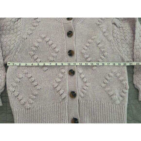 Who What Wear Lilac Puff Sleeve Cardigan Size Large Grannycore Cottagecore - Picture 5 of 6